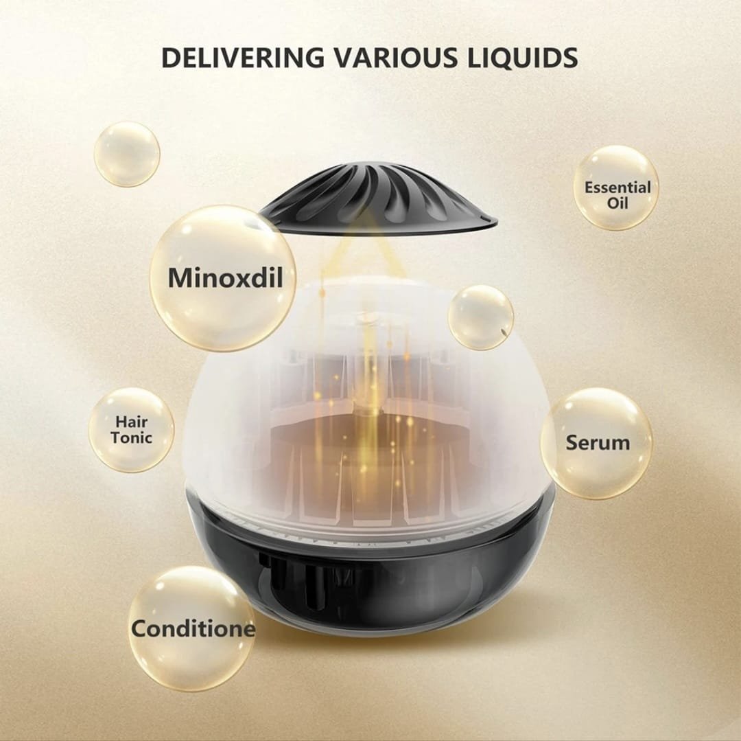 LUXEROOT applicator diagram showing several types of hair-care liquids